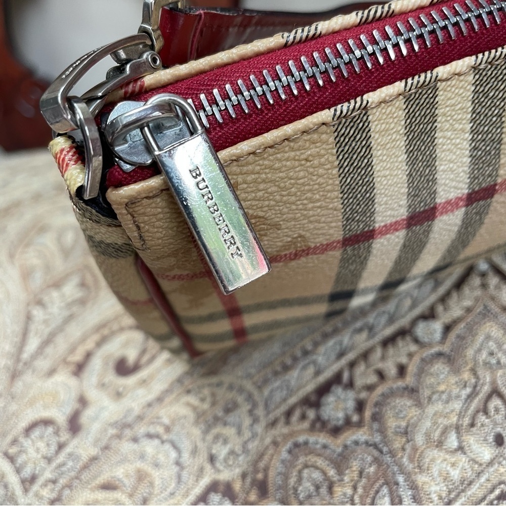 Burberry Haymarket Check Top Handle Zip Closure Logo Clasp Mini Bag - Picture 2 of 14